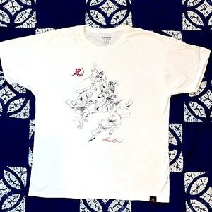 Bruce Lee Illustration on a White T-shirt. Size XL